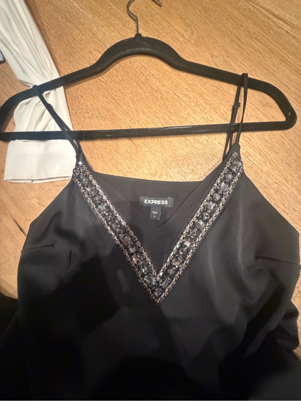 Express Black Beaded V-Neck Cami